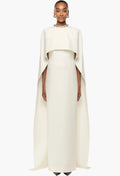 Crystal Neckline Crepe Cape Gown